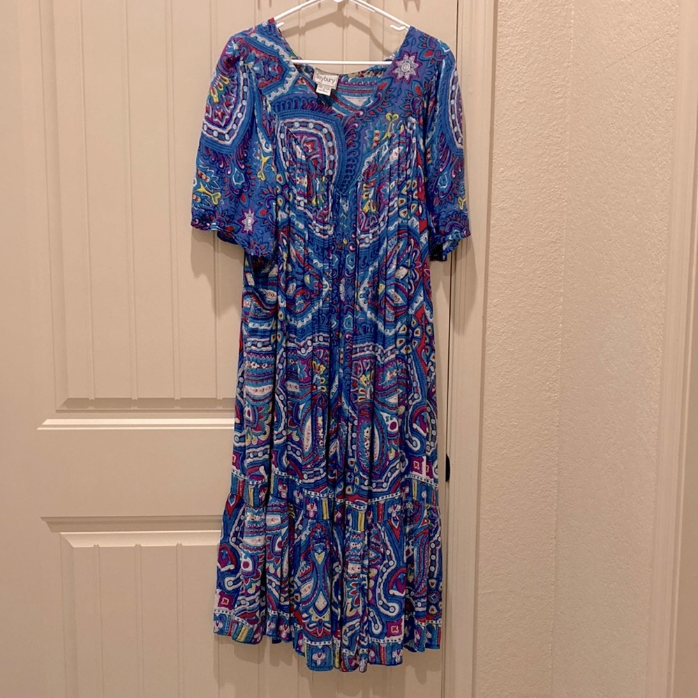 Saybury Women’s Oversized Size M Boho Tribal Print Butterfly Sleeves Peplum Hem